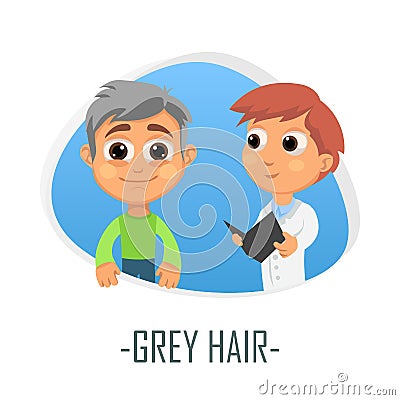 Grey hair medical concept. Vector illustration. Cartoon Illustration