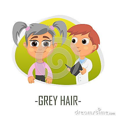 Grey hair medical concept. Vector illustration. Cartoon Illustration