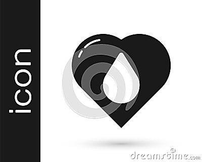 Grey Heart with water drop icon isolated on white background. Vector Illustration Vector Illustration