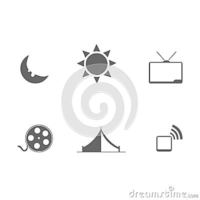 Grey hobby icon set Stock Photo