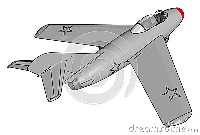 Grey jet plane with three stars vectore illustration Vector Illustration