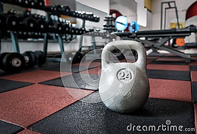 Grey Kettle Bell Stock Photo