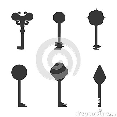 Grey Key Silhouettes Vector Illustration