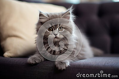 Grey kitten breed British shorthair cat Stock Photo