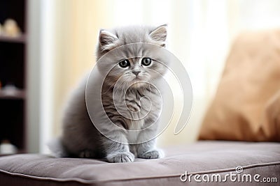 Grey kitten breed British shorthair cat Stock Photo