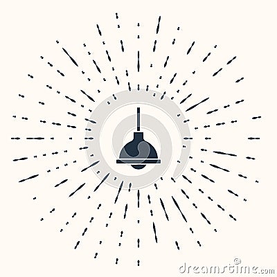 Grey Lamp hanging icon isolated on beige background. Ceiling lamp light bulb. Abstract circle random dots. Vector Vector Illustration