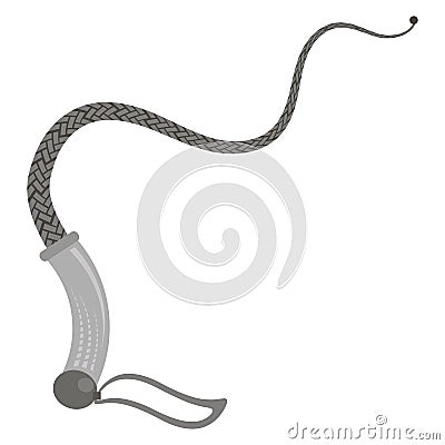 Grey leather whip, fetish stuff for role playing and bdsm on a white background Vector Illustration