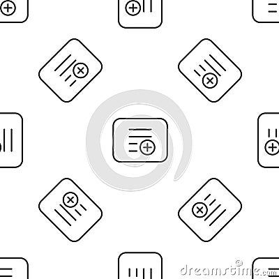 Grey line Add to playlist icon isolated seamless pattern on white background. Vector Stock Photo