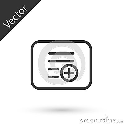 Grey line Add to playlist icon isolated on white background. Vector Vector Illustration