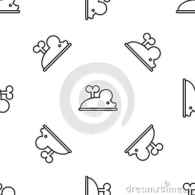 Grey line Clockwork mouse icon isolated seamless pattern on white background. Wind up mouse toy. Vector Vector Illustration