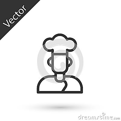 Grey line Cook icon isolated on white background. Chef symbol. Vector Vector Illustration
