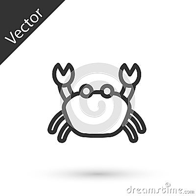 Grey line Crab icon isolated on white background. Vector. Vector Illustration