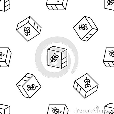 Grey line Flour pack icon isolated seamless pattern on white background. Vector Vector Illustration