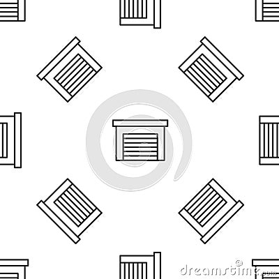 Grey line Garage icon isolated seamless pattern on white background. Vector Vector Illustration