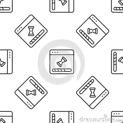 Grey line Loading a data window with a progress bar icon isolated seamless pattern on white background. Vector Vector Illustration