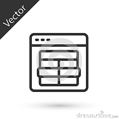 Grey line MySQL code icon isolated on white background. HTML Code symbol for your web site design. Vector Vector Illustration