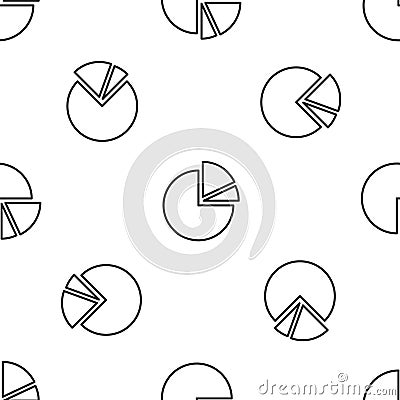 Grey line Pie chart infographic icon isolated seamless pattern on white background. Diagram chart sign. Vector Vector Illustration