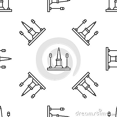 Grey line Place De La Concorde in Paris, France icon isolated seamless pattern on white background. Vector Vector Illustration