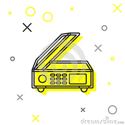 Grey line Scanner icon isolated on white background. Scan document, paper copy, print office scanner. Vector Vector Illustration