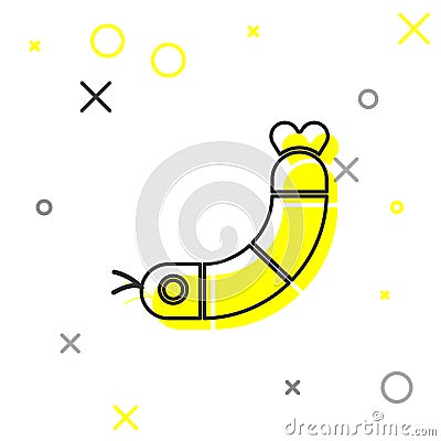 Grey line Shrimp icon isolated on white background. Vector. Vector Illustration