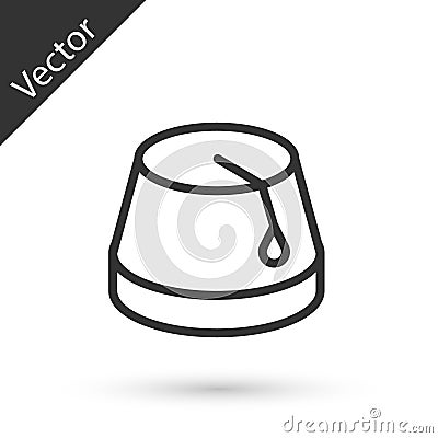 Grey line Turkish hat icon isolated on white background. Vector Vector Illustration