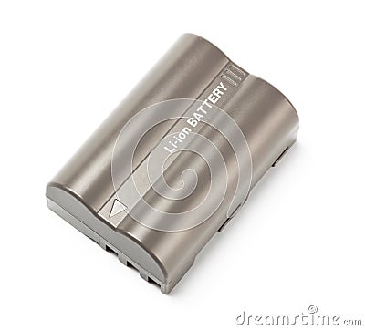 Grey lithium-ion battery top view Stock Photo