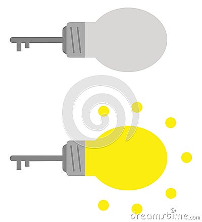 Grey and lyellow light bulb keys Vector Illustration