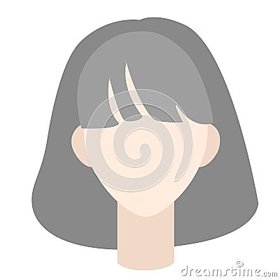 Grey middle-length hair flat illustration on white Vector Illustration