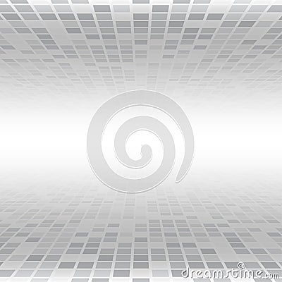 Grey Mosaic Tile Square Background. Perspective. Vector Illustration