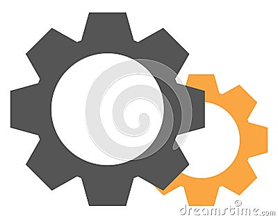 Grey and orange gear, icon Vector Illustration