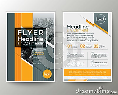 Grey and Orange Geometric background Poster Brochure Flyer leaflet Vector Illustration