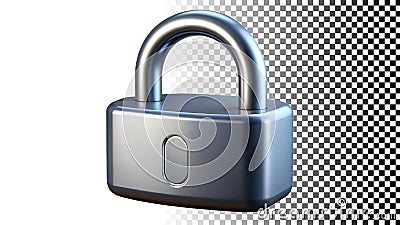 Grey padlock icon, security lock, and safety access control png transparent image Generative AI Stock Photo