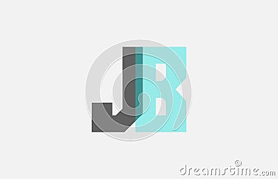 grey pastel blue alphabet letter combination JB J B for logo icon design Vector Illustration