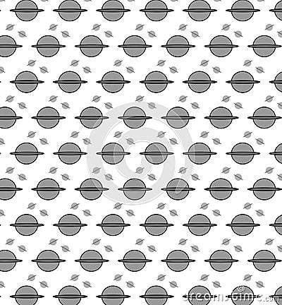 Grey Planet With Ring Seamless Pattern Design Cartoon Illustration