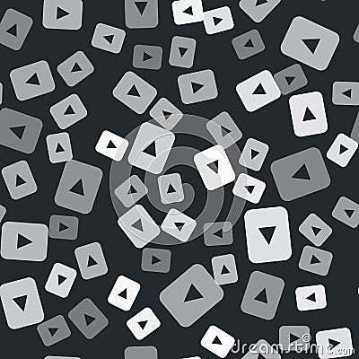 Grey Play button icon isolated seamless pattern on black background. Vector Vector Illustration