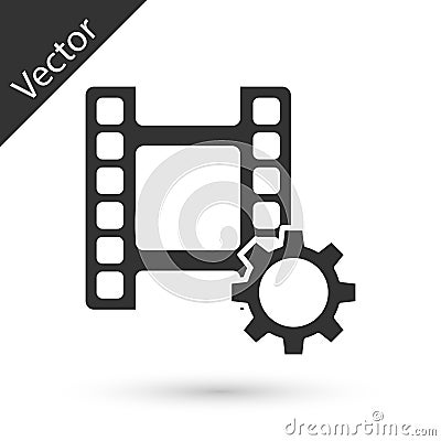 Grey Play Video icon isolated on white background. Film strip sign. Vector Vector Illustration