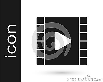 Grey Play Video icon isolated on white background. Film strip with play sign. Vector Illustration Vector Illustration