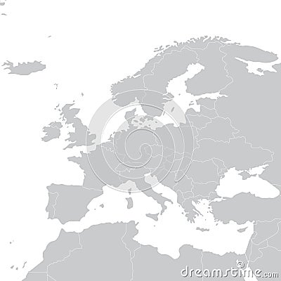 Grey political map of Europe. Political Europe map. Vector illustration Vector Illustration