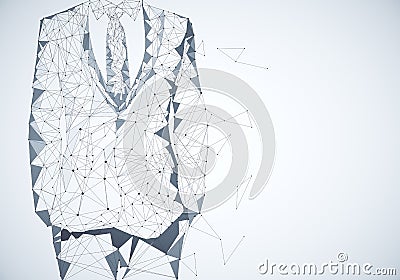 Grey polygonal businessman outline Stock Photo