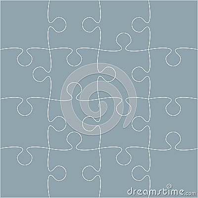 16 Grey Puzzle Pieces - JigSaw - Vector Vector Illustration