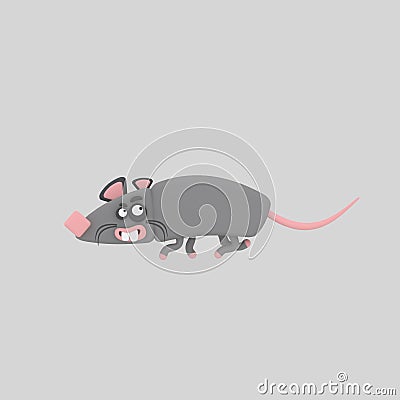 Grey rat Cartoon Illustration