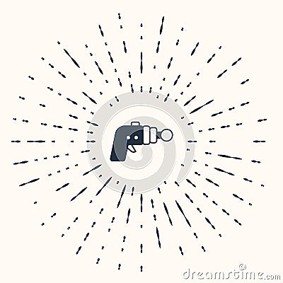 Grey Ray gun icon isolated on beige background. Laser weapon. Space blaster. Abstract circle random dots. Vector Vector Illustration