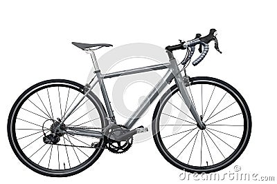 The grey road bike/bicycle on white background isolated Stock Photo