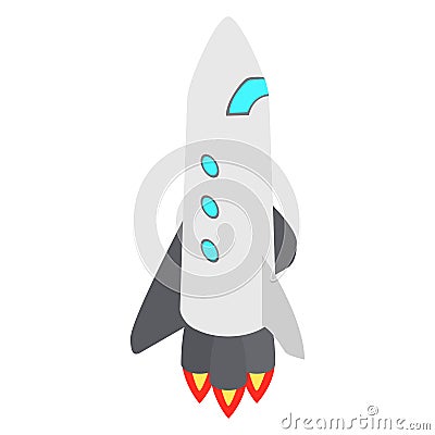 Grey rocket with three portholes icon Vector Illustration