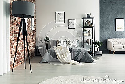 Grey roomy apartment Stock Photo