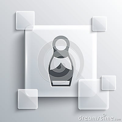 Grey Russian doll matryoshka icon isolated on grey background. Square glass panels. Vector Vector Illustration