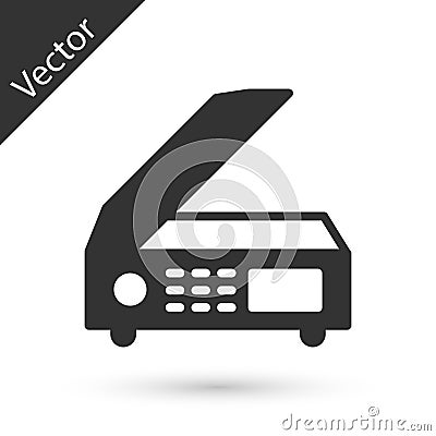 Grey Scanner icon isolated on white background. Scan document, paper copy, print office scanner. Vector Vector Illustration