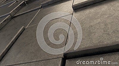 Grey scratched plastic 3d cubes tiles background from perspective view, minimalistic concept. Cartoon Illustration