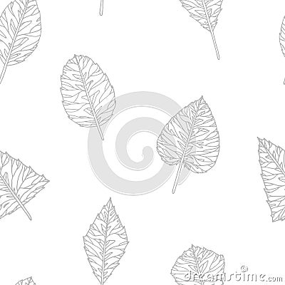 Grey seamless texture pattern from leaves Vector Illustration