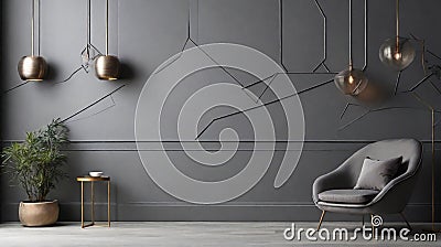 Grey Serenity: A Tranquil Wall Design Set Against a Soft Grey Background, Creating a Space of Calm and Comfort - AI Generative Stock Photo